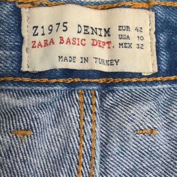 Zara Z1975 Denim Shorts High Rise Micro Distressed Ripped Jean Cut Off - Picture 5 of 13